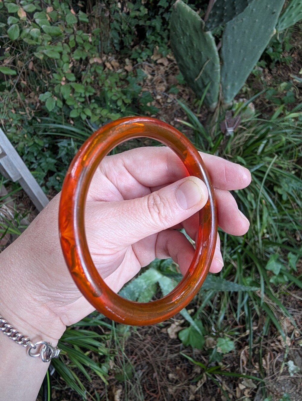 Vintage Amber Lucite Bangle Bracelet